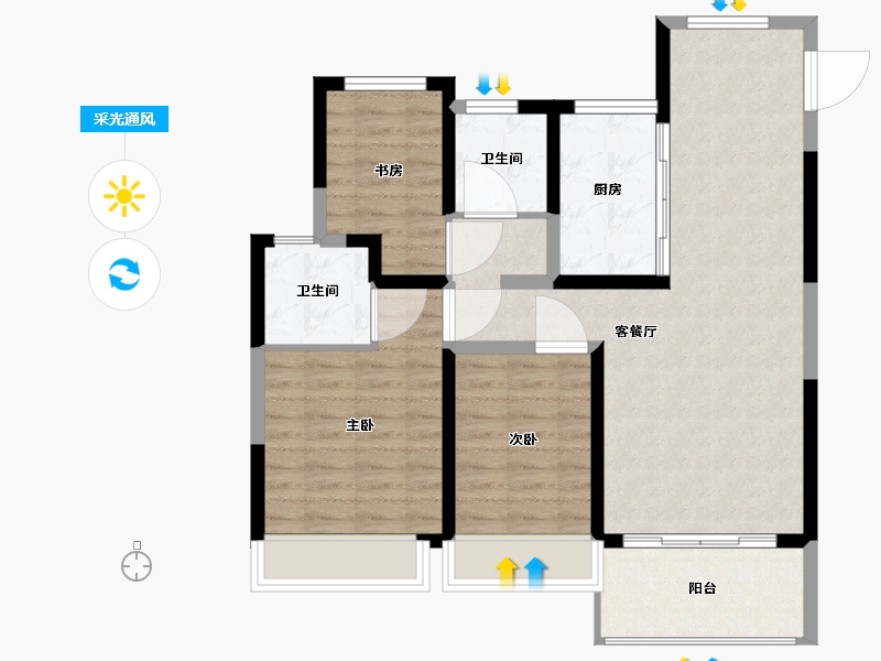 江苏省-苏州市-联发棠颂-87.37-户型库-采光通风