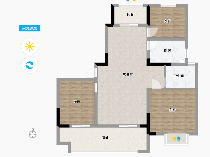 江苏省-淮安市-凤凰星城-95.20-户型库-采光通风