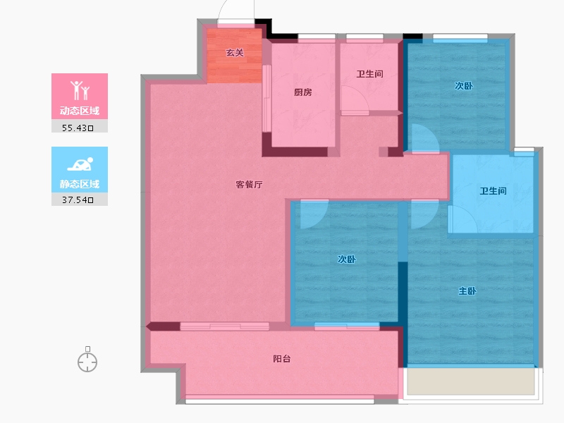 安徽省-滁州市-北京城房时代庄园-83.00-户型库-动静分区