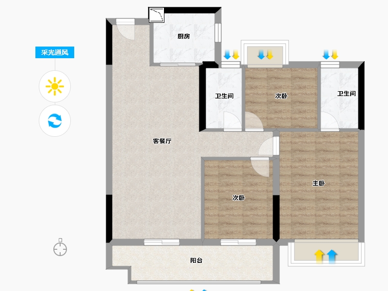 江苏省-南通市-碧桂园桃李江山-80.00-户型库-采光通风