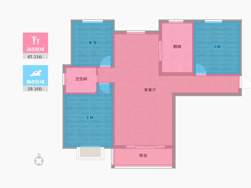 宁夏回族自治区-银川市-铁发润发兰庭（一期）-92.18-户型库-动静分区