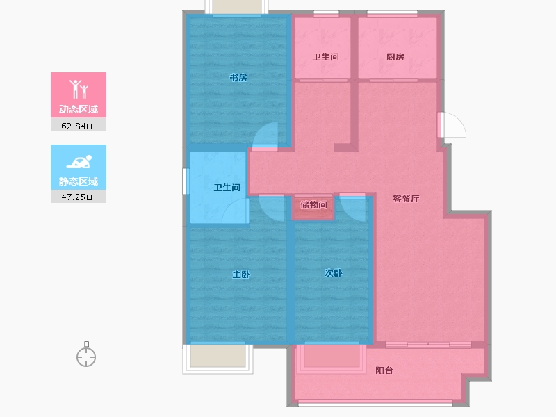 江苏省-徐州市-朋湖苑-98.00-户型库-动静分区