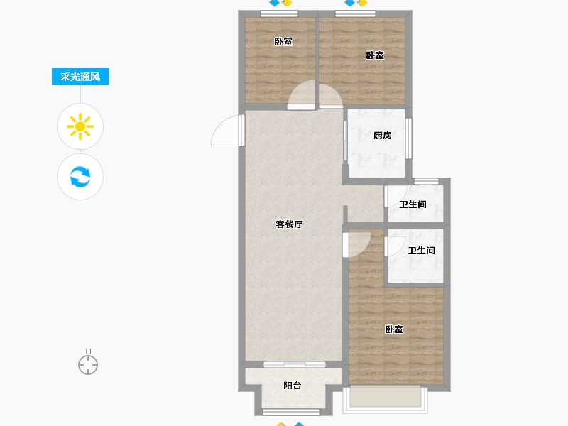 浙江省-宁波市-雅戈尔壹号-91.00-户型库-采光通风