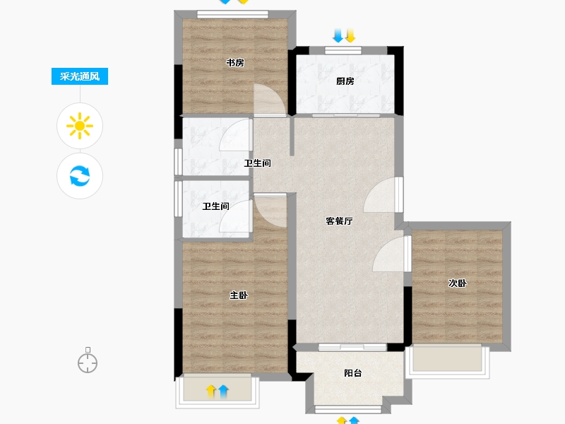 江苏省-苏州市-禹洲嘉誉风华-78.00-户型库-采光通风