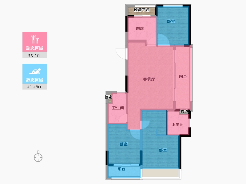 浙江省-杭州市-万科前宸-87.10-户型库-动静分区