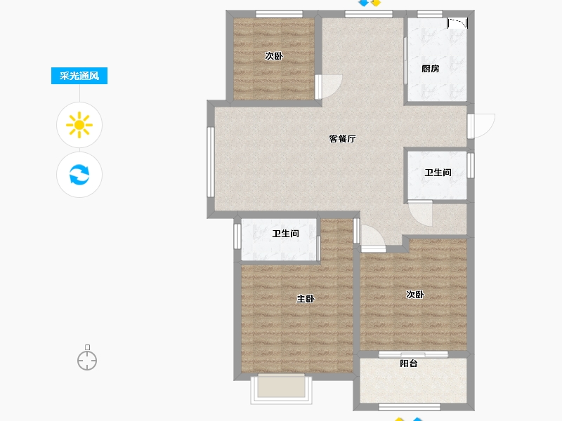 江苏省-淮安市-盱眙御景星城-99.20-户型库-采光通风