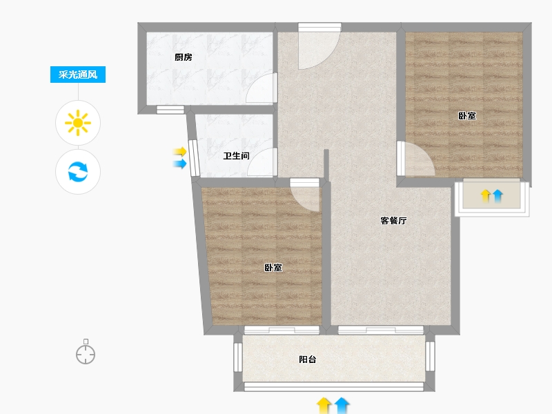 安徽省-芜湖市-新华联梦想城-74.00-户型库-采光通风