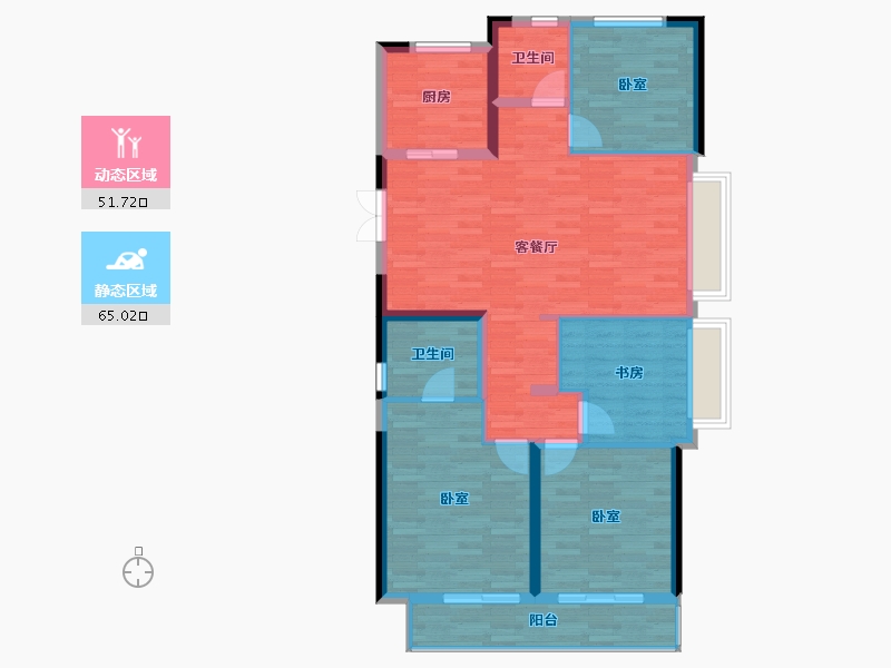 浙江省-杭州市-绿城桂语钱塘-106.00-户型库-动静分区