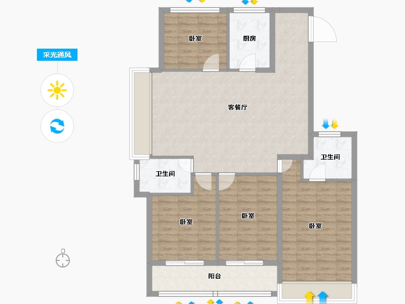 浙江省-金华市-绿城横店桂语江南-109.48-户型库-采光通风