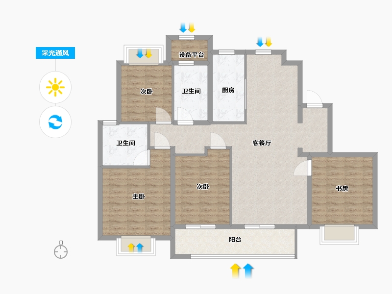 江苏省-南通市-城投·金地阅峯汇-114.00-户型库-采光通风