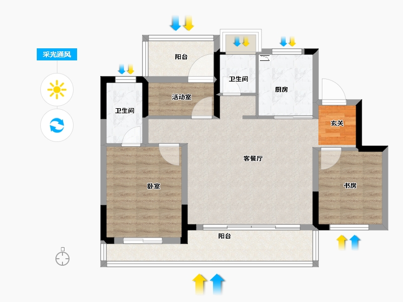 江苏省-泰州市-泰州新力璞园-85.00-户型库-采光通风