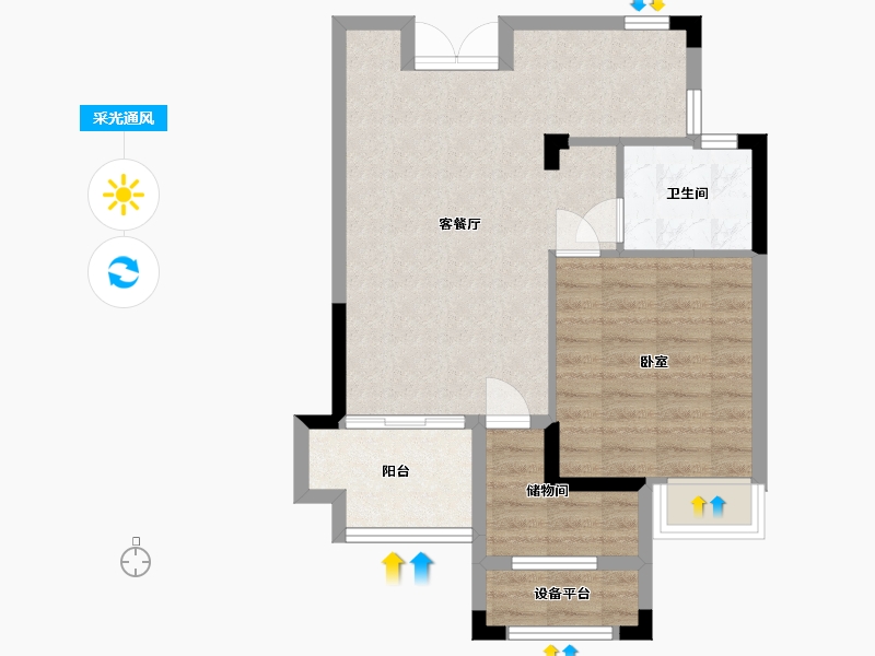 浙江省-宁波市-亲和源-60.00-户型库-采光通风