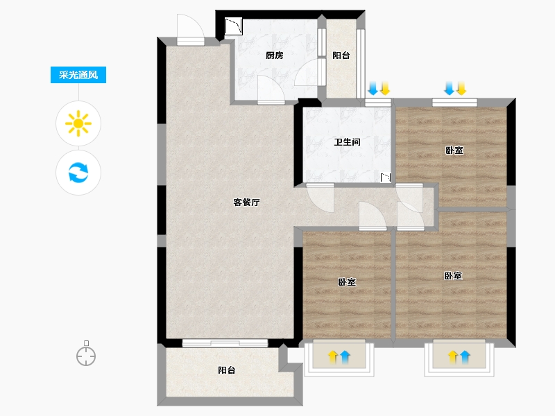 浙江省-湖州市-湖州恒大悦龙台-78.00-户型库-采光通风