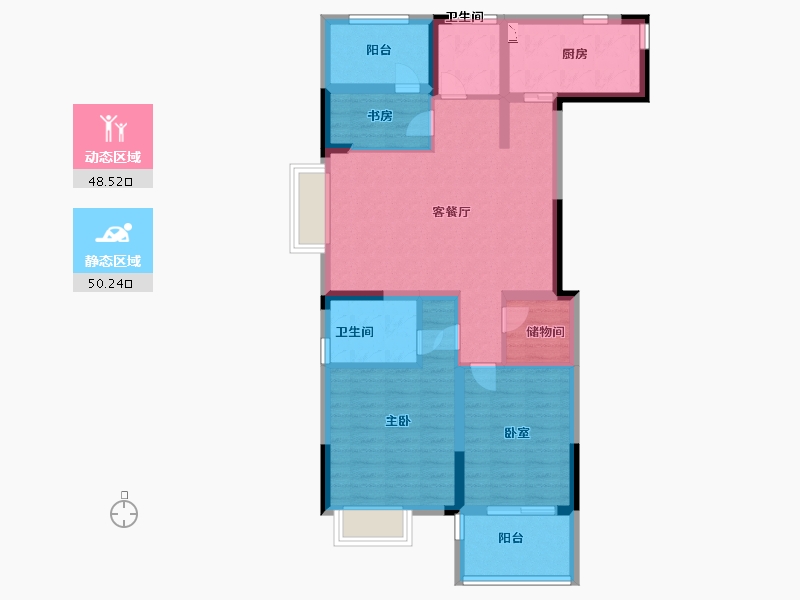 浙江省-宁波市-明洲锦绣桃源-87.00-户型库-动静分区