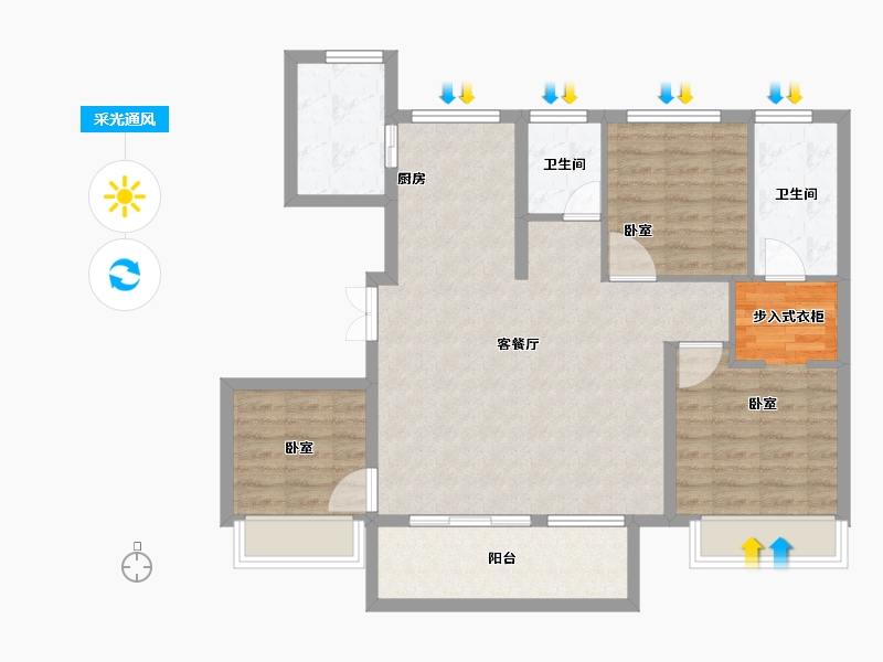 浙江省-湖州市-光明梦想城-92.00-户型库-采光通风