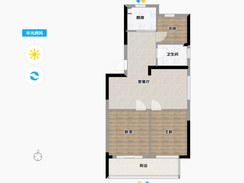 浙江省-宁波市-海风四季-76.00-户型库-采光通风