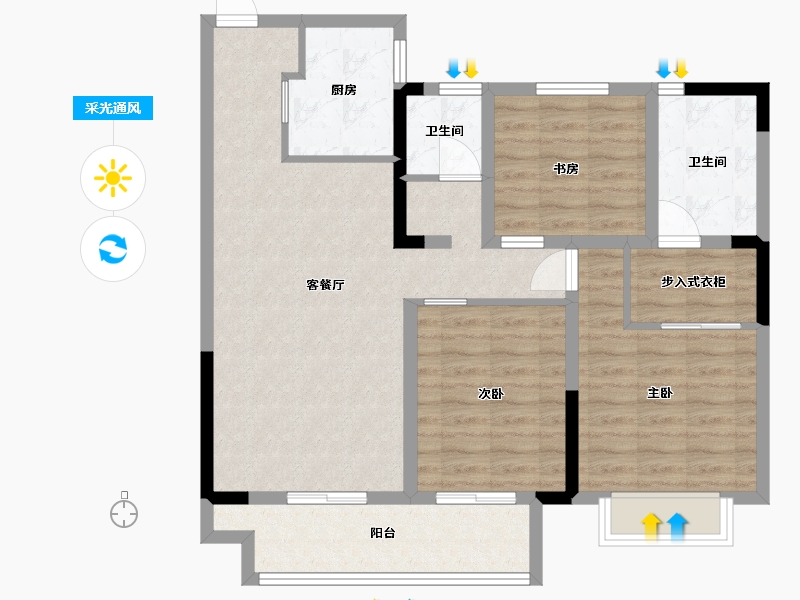 江苏省-淮安市-中梁·玖龙首府-92.00-户型库-采光通风