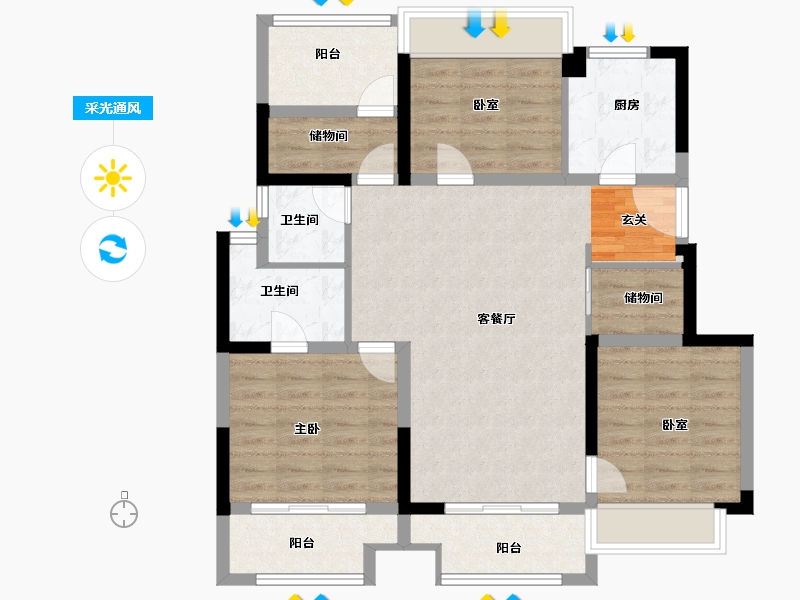 江苏省-苏州市-象屿名俊豪庭-94.00-户型库-采光通风