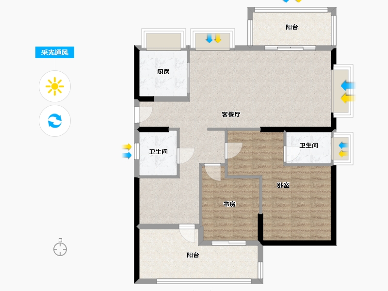 浙江省-杭州市-杭州湾世纪城-101.54-户型库-采光通风