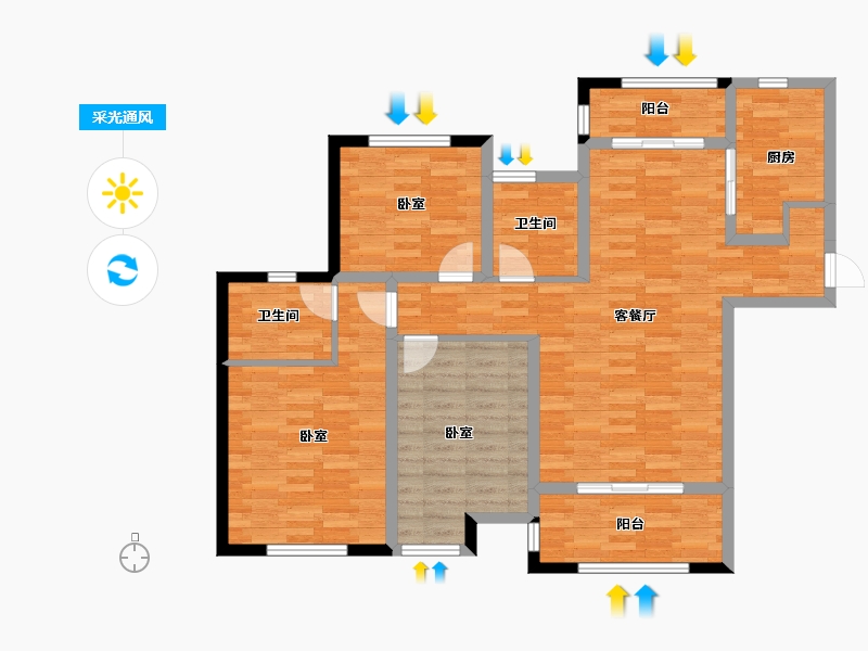 江苏省-盐城市-港海明珠-102.00-户型库-采光通风