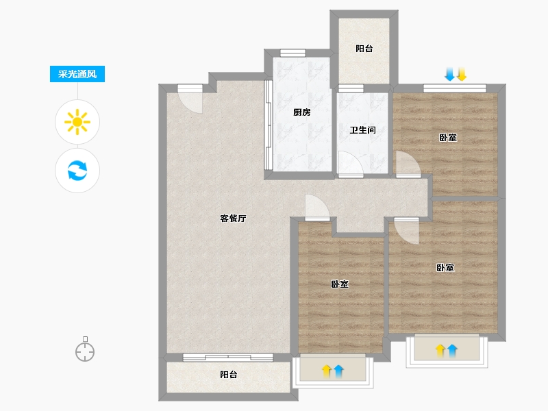 浙江省-湖州市-湖州恒大悦珑湾-88.00-户型库-采光通风