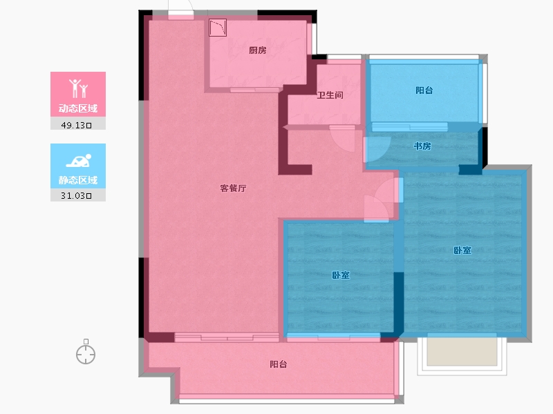 浙江省-宁波市-锦绣东方·国风小镇-70.99-户型库-动静分区