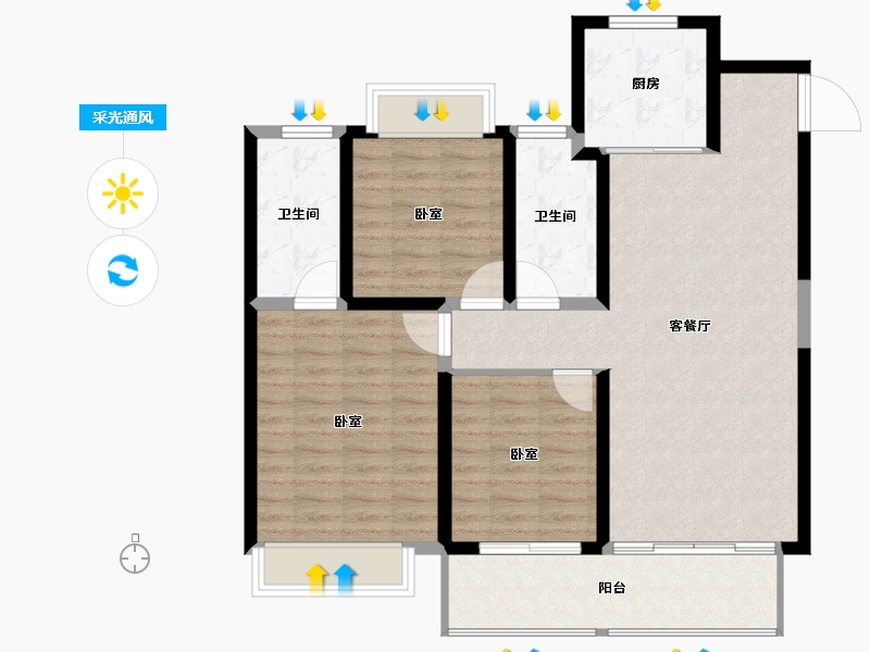 江苏省-宿迁市-华鸿·沁和园-98.10-户型库-采光通风