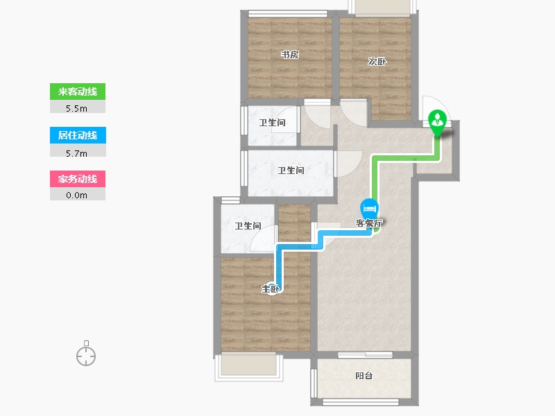 江苏省-苏州市-翡翠河滨雅院-80.00-户型库-动静线