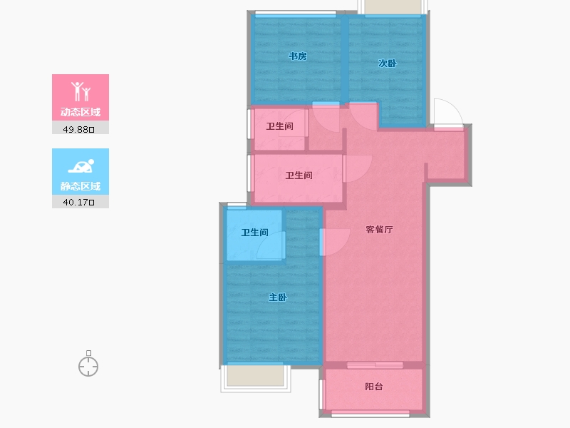 江苏省-苏州市-翡翠河滨雅院-80.00-户型库-动静分区