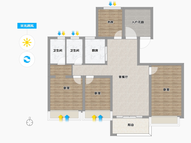 江苏省-南京市-金隅紫京云筑-112.00-户型库-采光通风