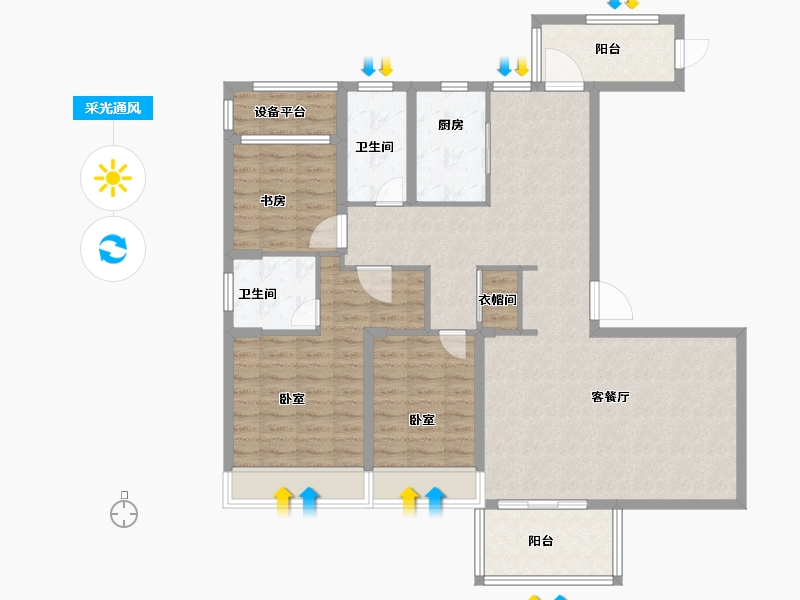 浙江省-金华市-步阳玺御府-118.00-户型库-采光通风