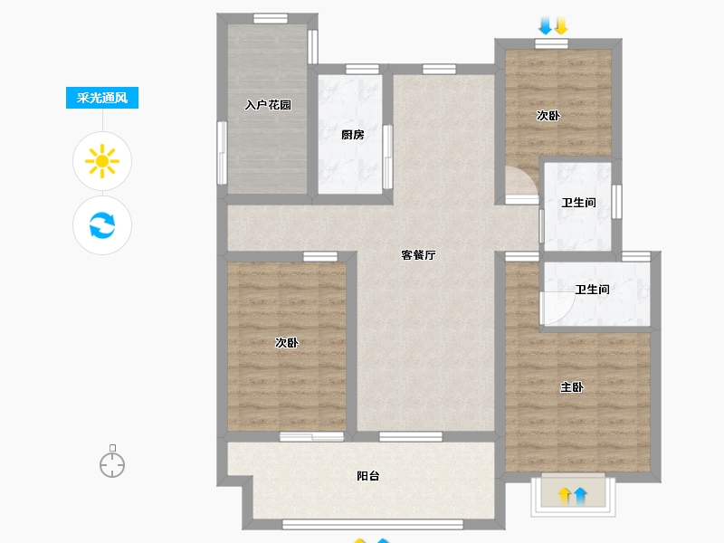 江苏省-淮安市-盱眙御景星城-98.20-户型库-采光通风