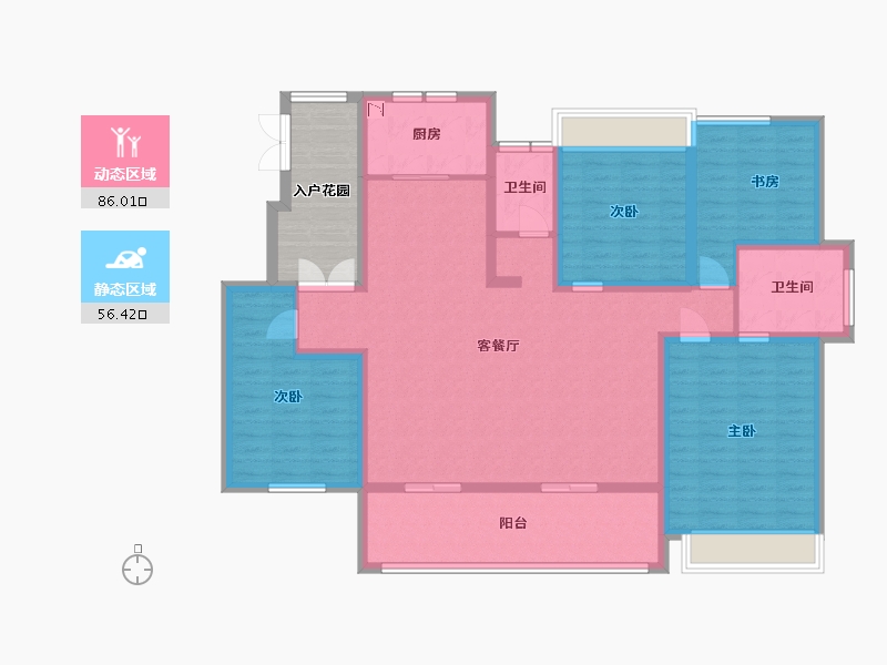 江苏省-淮安市-水沐明悅府-136.20-户型库-动静分区