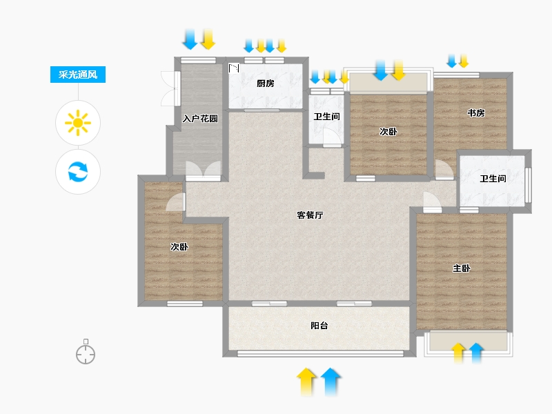 江苏省-淮安市-水沐明悅府-136.20-户型库-采光通风