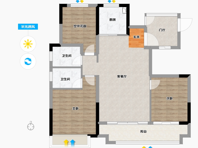 安徽省-滁州市-金鹏朗月书院-94.47-户型库-采光通风