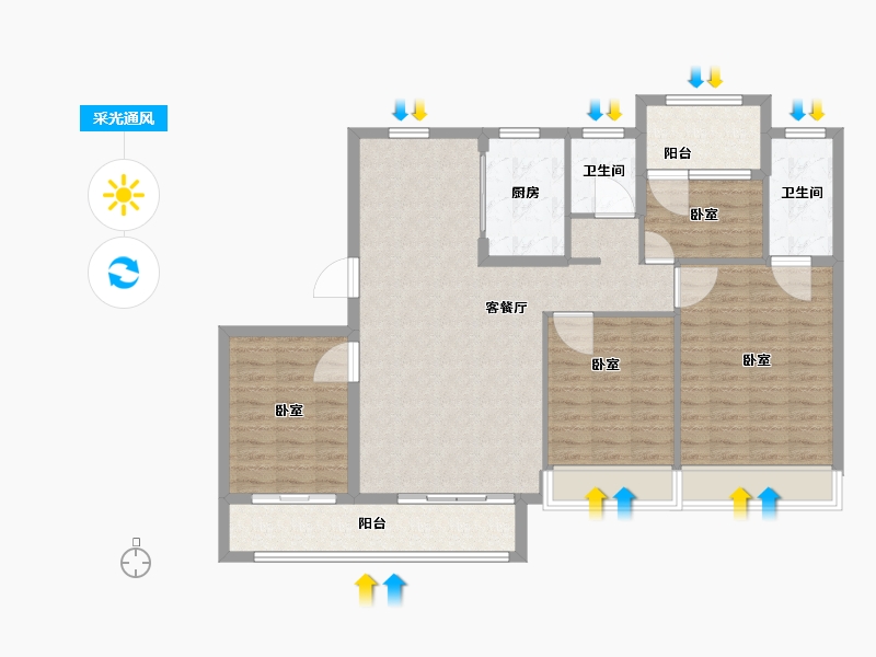 浙江省-温州市-华鸿中梁首府壹号-112.01-户型库-采光通风