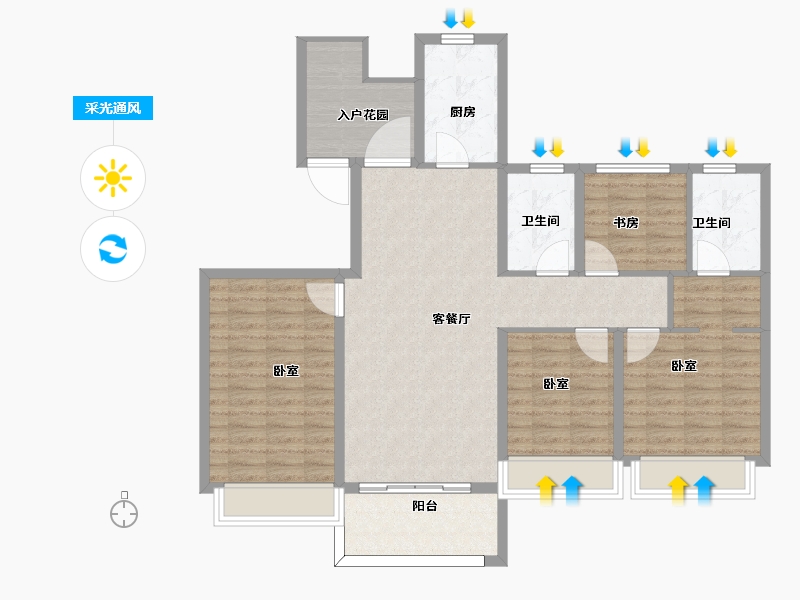 江苏省-南京市-金隅紫京云筑-112.00-户型库-采光通风