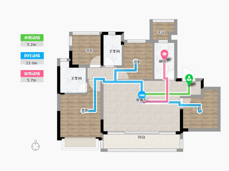 江苏省-苏州市-首开棠前如苑-100.00-户型库-动静线