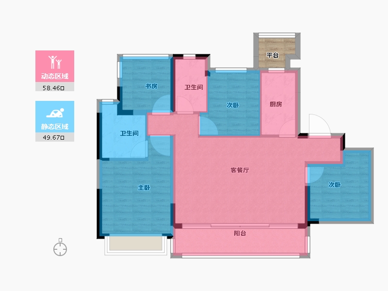 江苏省-苏州市-首开棠前如苑-100.00-户型库-动静分区