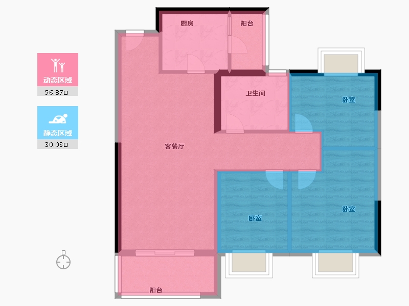 安徽省-亳州市-亳州恒大·时代御景-78.00-户型库-动静分区