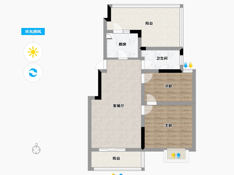 江苏省-淮安市-凤凰星城-70.00-户型库-采光通风