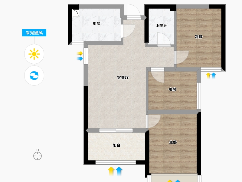 福建省-福州市-世茂福晟滨江时代-62.00-户型库-采光通风