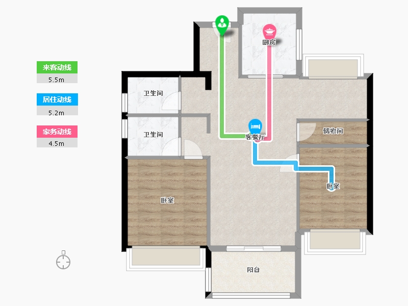 浙江省-杭州市-杭州湾世纪城-84.20-户型库-动静线