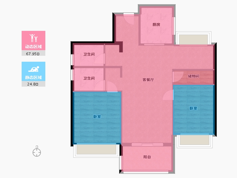 浙江省-杭州市-杭州湾世纪城-84.20-户型库-动静分区