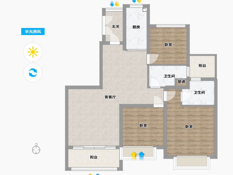 浙江省-湖州市-湖州恒大悦珑湾-94.00-户型库-采光通风