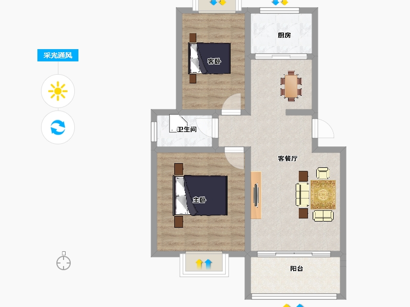 山西省-运城市-中建·城市花园-67.42-户型库-采光通风