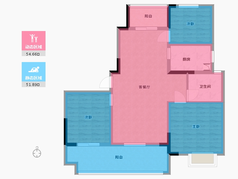 江苏省-淮安市-凤凰星城-95.40-户型库-动静分区