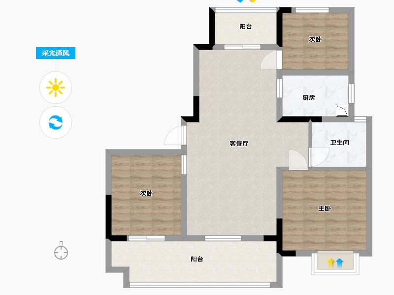 江苏省-淮安市-凤凰星城-95.40-户型库-采光通风