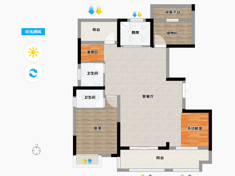 安徽省-合肥市-华盛中央公馆-101.54-户型库-采光通风