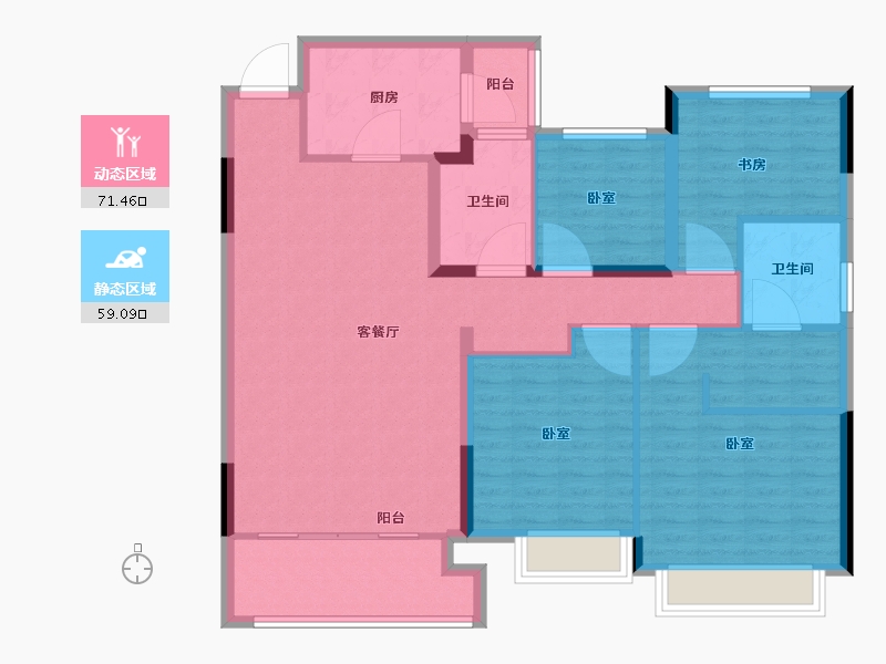 贵州省-遵义市-恒大翡翠华庭-118.00-户型库-动静分区